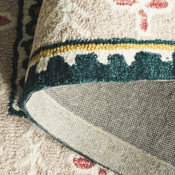 Safavieh Jardin Hand-Tufted Wool-Cotton Round Rug In Dark Green And Pink — Country Floral, Cozy Durable Feel 6'-0" x 6'-0" JAR476Y-6R