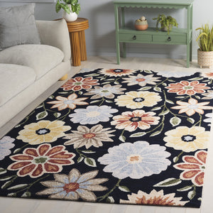 Safavieh Jardin Hand Tufted Wool Rug - Elegant Floral Design For Living Spaces, Comfort And Style Combined Black ,Green Wool Pile Jar575z-9