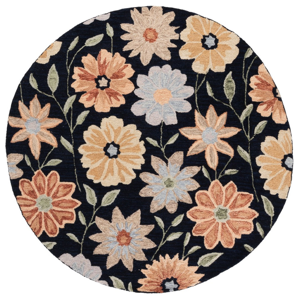 Safavieh Jardin Hand Tufted Wool Rug - Elegant Floral Design For Living Spaces, Comfort And Style Combined Black ,Green Wool Pile Jar575z-9