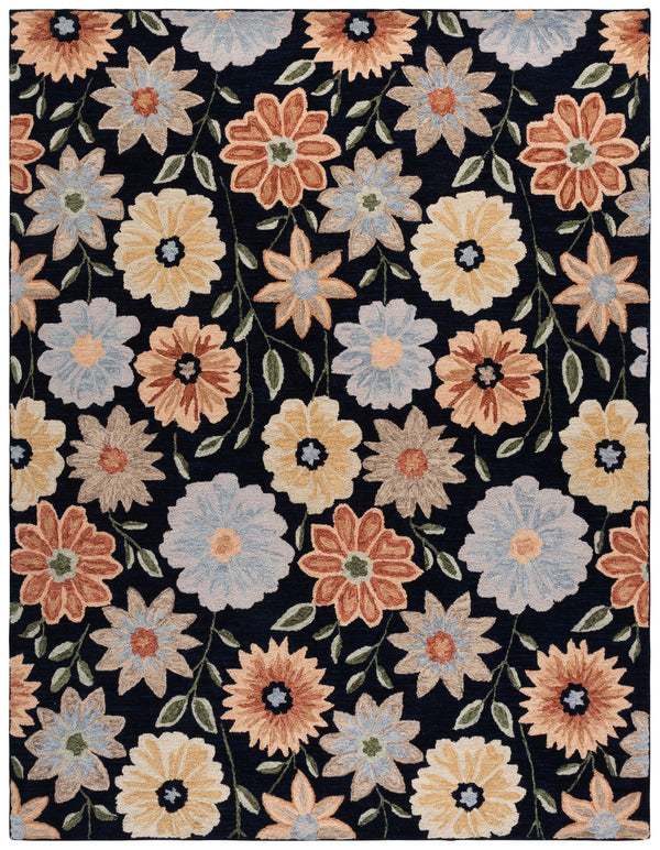Safavieh Jardin Hand-tufted Area Rug – Elegant Floral Design For Hallways, Luxurious Wool Pile, Made In India Black ,Green Wool Pile Jar575z-8