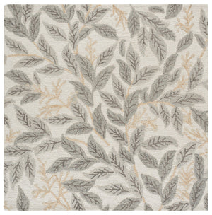 Safavieh Jardin Hand-Tufted Ivory And Grey Wool-Cotton Rug — Minimalist Square Design, Soft Low Pile Comfort 6'-0" x 6'-0" JAR576F-6SQ