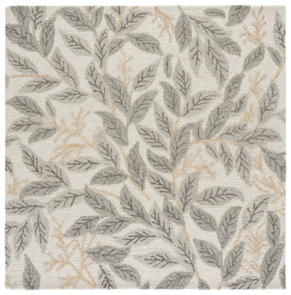 Safavieh Jardin Hand-Tufted Ivory Grey Wool-Cotton Rug — Low-Profile 3/8" Pile, Durable Elegant Texture 8'-0" x 10'-0" JAR576F-8