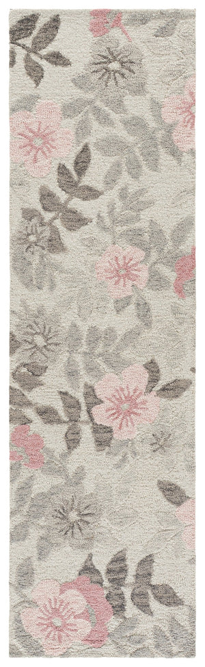Safavieh Jardin Hand-Tufted Grey Pink Area Rug — Wool-Cotton Blend, Floral-Traditional Motif, Low-Profile Comfort 6'-0" x 6'-0" JAR577F-6SQ