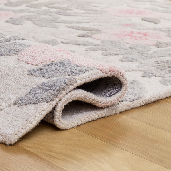 Safavieh Jardin Hand-Tufted Grey Pink Area Rug — Wool-Cotton Blend, Floral-Traditional Motif, Low-Profile Comfort 6'-0" x 6'-0" JAR577F-6SQ