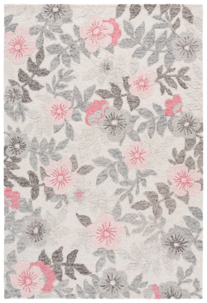 Safavieh Jardin Hand-Tufted Grey And Pink Runner Rug — Wool-Cotton Low-Profile Floral Design For Hallways 2'-3" x 8'-0" JAR577F-28