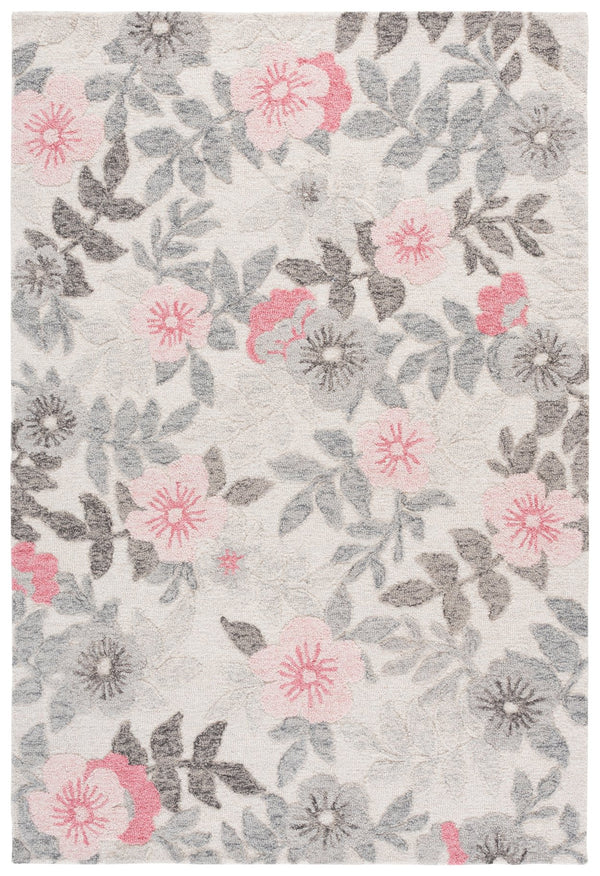 Safavieh Jardin Hand-Tufted Grey Pink Area Rug — Wool-Cotton Blend, Floral-Traditional Motif, Low-Profile Comfort 6'-0" x 6'-0" JAR577F-6SQ