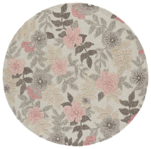 Safavieh Jardin Hand-Tufted Grey Pink Area Rug — Wool-Cotton Blend, Floral-Traditional Motif, Low-Profile Comfort 6'-0" x 6'-0" JAR577F-6SQ