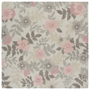 Safavieh Jardin Hand-Tufted Grey And Pink Runner Rug — Wool-Cotton Low-Profile Floral Design For Hallways 2'-3" x 8'-0" JAR577F-28