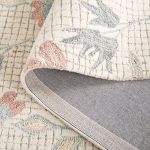 Safavieh Jardin Hand-Tufted Ivory Grey Area Rug — Wool-Jute-Cotton Blend, Floral Transitional Design, Durable Elegance 6'-0" x 6'-0" JAR625A-6SQ