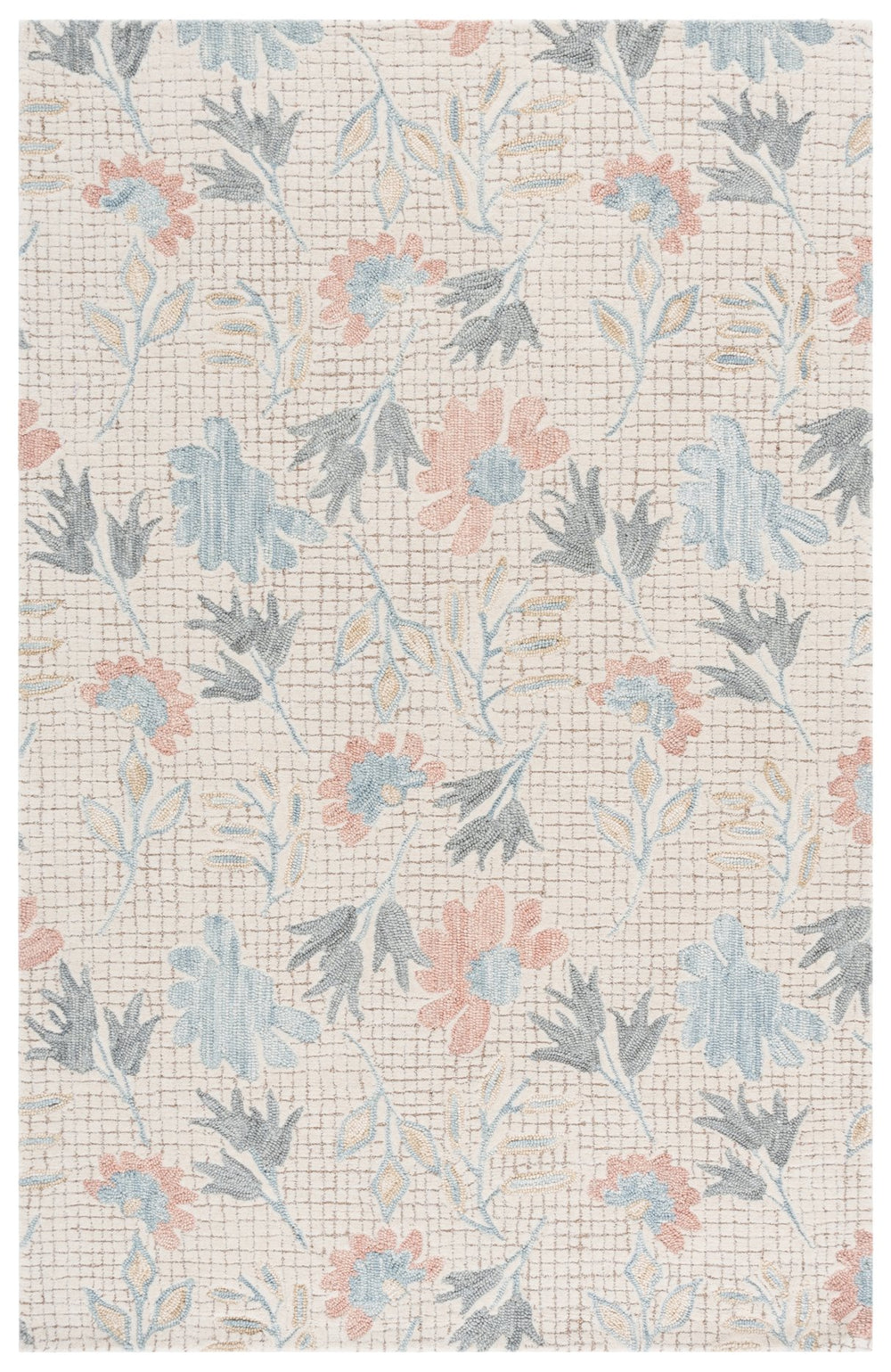 Safavieh Jardin Hand-Tufted Ivory Grey Area Rug With Wool-Jute-Cotton Blend, Transitional Floral Elegance 3'-0" x 5'-0" JAR625A-3