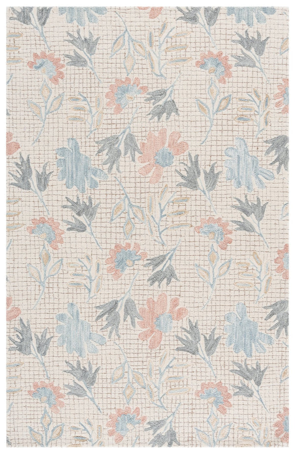 Safavieh Jardin Hand-Tufted Ivory Grey Area Rug — Wool-Jute-Cotton Blend, Floral Transitional Design, Durable Elegance 6'-0" x 6'-0" JAR625A-6SQ
