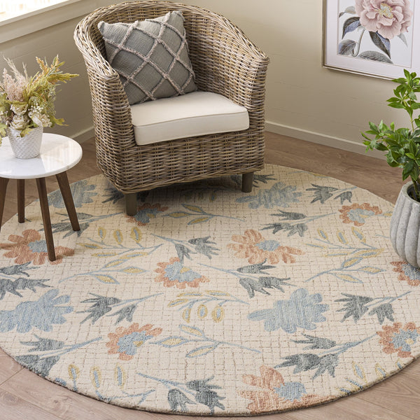 Safavieh Jardin Hand-Tufted Ivory Grey Floral Rug — Low-Profile Wool-Jute Blend, Artisanal Comfort & Style 6'-0" x 9'-0" JAR625A-6