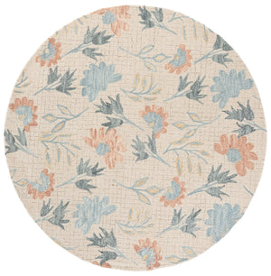 Safavieh Jardin Hand-Tufted Round Wool-Jute Rug In Ivory & Grey Floral — Low-Profile, Artisanal Texture 6'-0" x 6'-0" JAR625A-6R
