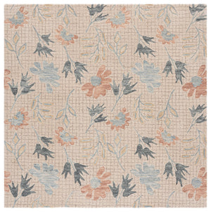 Safavieh Jardin Hand-Tufted Ivory Grey Area Rug — Wool-Jute-Cotton Blend, Floral Transitional Design, Durable Elegance 6'-0" x 6'-0" JAR625A-6SQ
