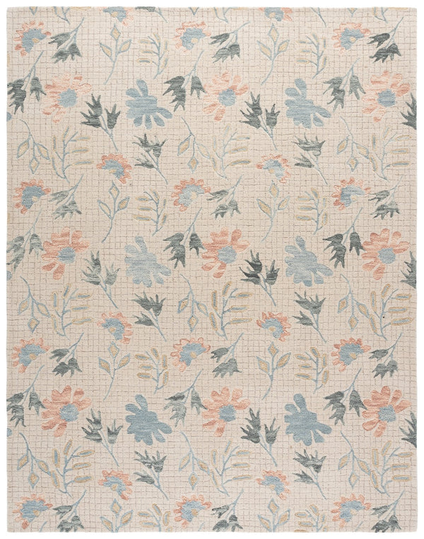 Safavieh Jardin Hand-Tufted Ivory Grey Floral Area Rug — Wool-Jute-Cotton Blend, Low-Profile Elegance For Homes 4'-0" x 6'-0" JAR625A-4