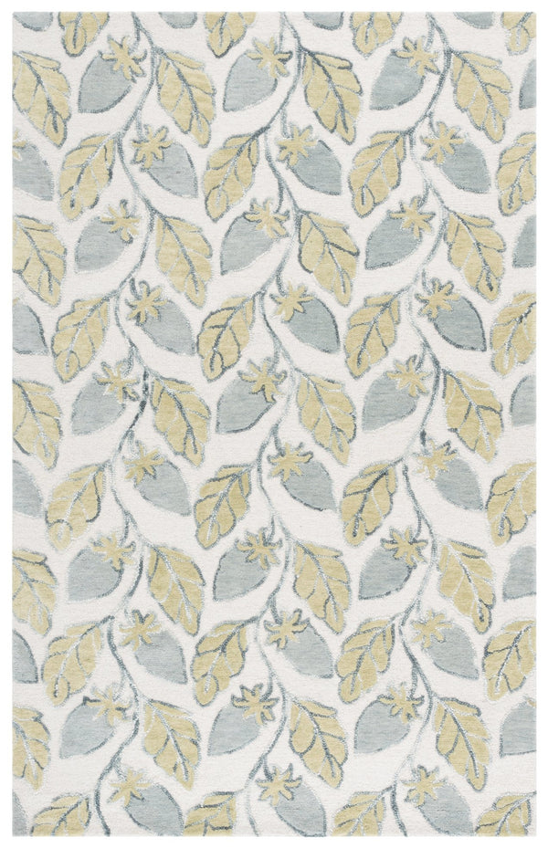 Safavieh Jardin Hand-Tufted Green Wool Rug With Floral Motif, Low-Profile Pile For Entryways & Living Rooms 3'-0" x 5'-0" JAR626Y-3
