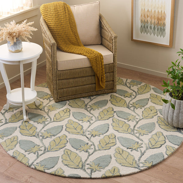 Safavieh Jardin Hand-Tufted Green Floral Area Rug — Wool-Cotton Blend, Low-Profile Pile For Cozy Transitional Style 5'-0" x 8'-0" JAR626Y-5