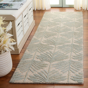Safavieh Jardin Hand-Tufted Wool Runner In Grey Botanical Pattern — Durable Low-Profile Comfort For Halls 2'-3" x 8'-0" JAR627F-28