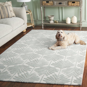 Safavieh Jardin Hand-Tufted Grey Botanical Rug 8X10 Wool-Cotton Low Pile Durable Elegant Nature-Inspired Home 8'-0" x 10'-0" JAR627F-8