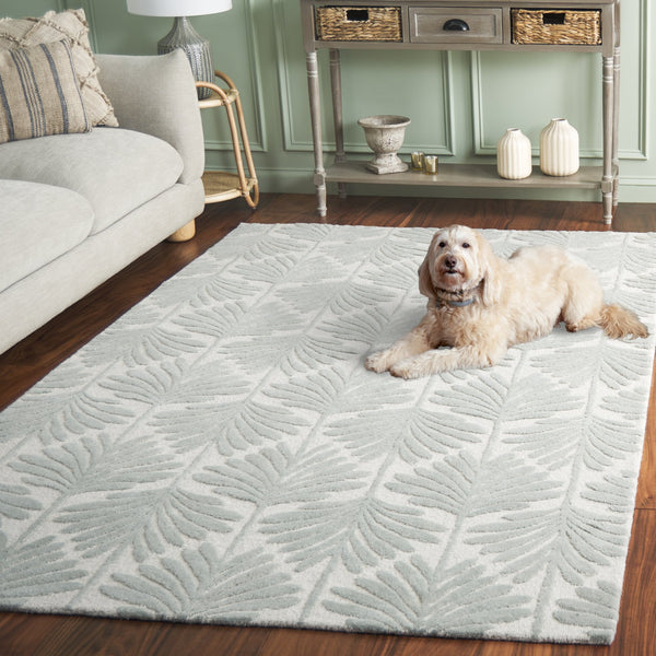 Safavieh Jardin Hand‑Tufted Round Area Rug Grey — 90% Wool 10% Cotton, Low‑Pile Botanical Design, Artisan Crafted 6'-0" x 6'-0" JAR627F-6R