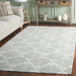 Safavieh Jardin Hand-Tufted Wool Runner In Grey Botanical Pattern — Durable Low-Profile Comfort For Halls 2'-3" x 8'-0" JAR627F-28