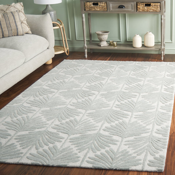 Safavieh Jardin Hand-Tufted Grey Botanical Rug 8X10 Wool-Cotton Low Pile Durable Elegant Nature-Inspired Home 8'-0" x 10'-0" JAR627F-8