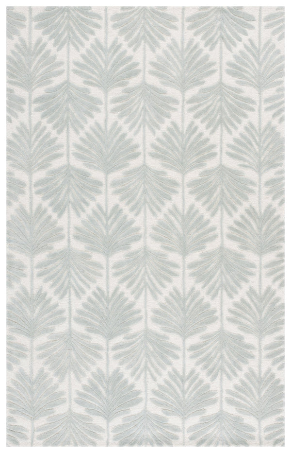 Safavieh Jardin Hand-Tufted Grey Botanical Rug — 90% Wool/10% Cotton Low-Profile 3/8" Pile, Artisanal Elegance 4'-0" x 6'-0" JAR627F-4