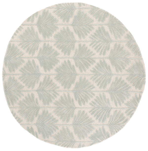 Safavieh Jardin Hand‑Tufted Round Area Rug Grey — 90% Wool 10% Cotton, Low‑Pile Botanical Design, Artisan Crafted 6'-0" x 6'-0" JAR627F-6R
