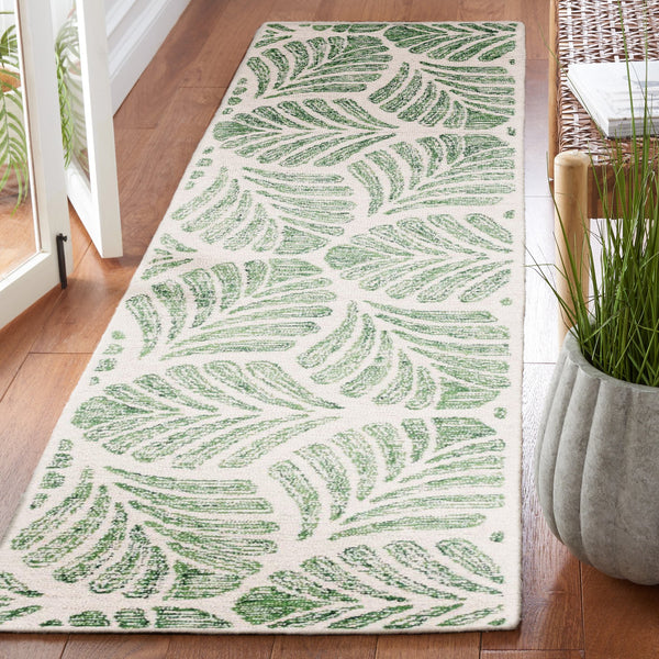 Safavieh Jardin Hand-Tufted 7Ft Round Ivory & Green Wool Rug — Low-Profile, Contemporary Floral Texture JAR729Y-7R