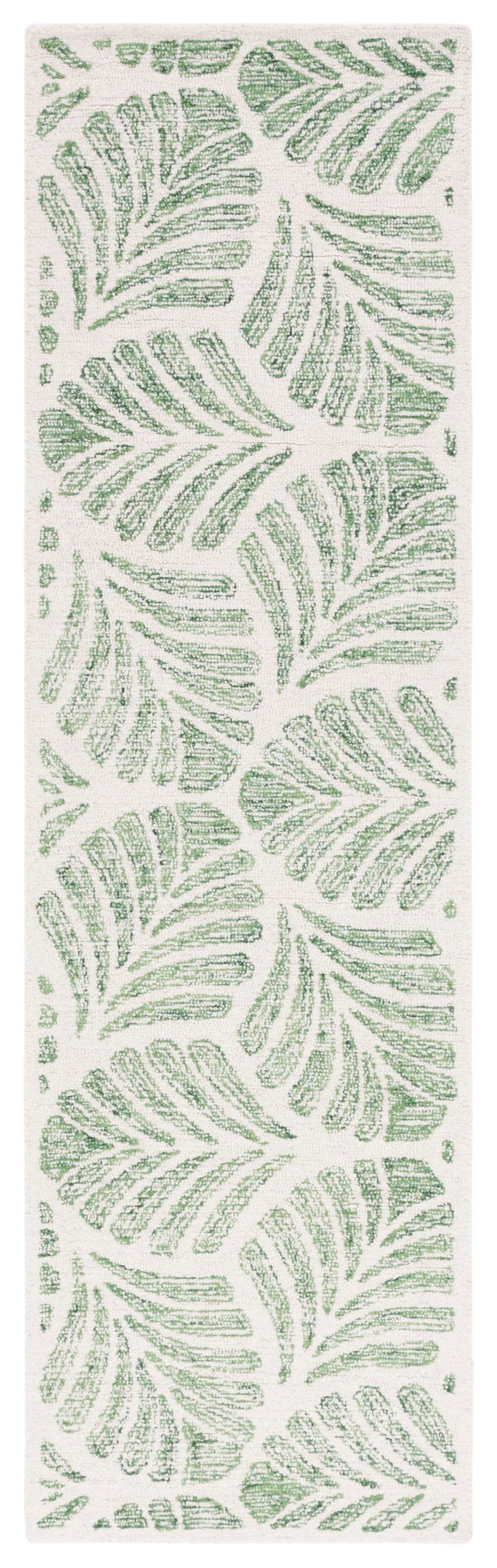 Safavieh Jardin Hand-Tufted 7Ft Round Ivory & Green Wool Rug — Low-Profile, Contemporary Floral Texture JAR729Y-7R