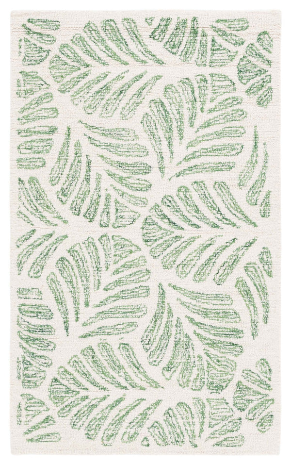 Safavieh Jardin Handcrafted Indian Wool Area Rug - Luxurious Botanical Motifs For Elegant Home Décor Ivory ,Green Indian Wool Jar729y-7sq