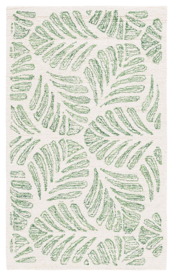 Safavieh Jardin Hand-Tufted 7Ft Round Ivory & Green Wool Rug — Low-Profile, Contemporary Floral Texture JAR729Y-7R