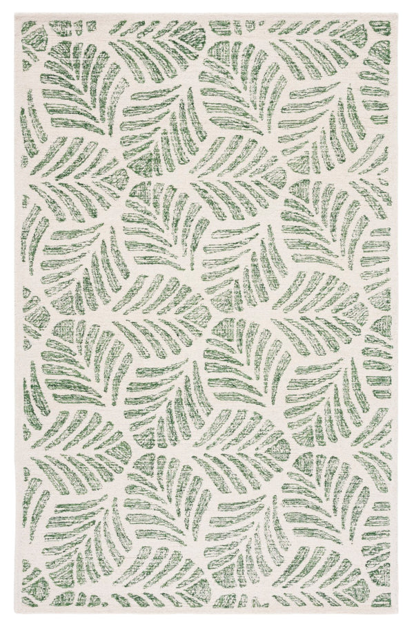 Safavieh Jardin Handcrafted Indian Wool Area Rug - Luxurious Botanical Motifs For Elegant Home Décor Ivory ,Green Indian Wool Jar729y-7sq
