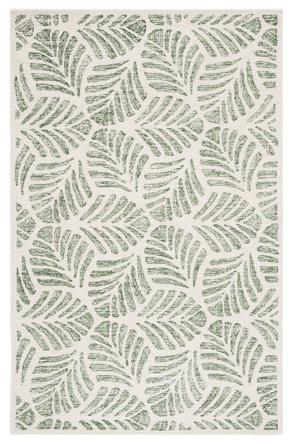 Safavieh Jardin Hand-Tufted 7Ft Round Ivory & Green Wool Rug — Low-Profile, Contemporary Floral Texture JAR729Y-7R