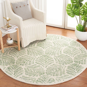 Safavieh Jardin Handcrafted Indian Wool Area Rug - Luxurious Botanical Motifs For Elegant Home Décor Ivory ,Green Indian Wool Jar729y-7sq