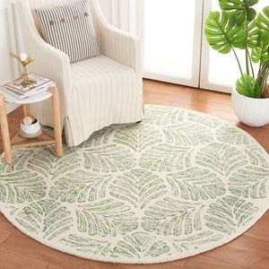Safavieh Jardin Hand-Tufted 7Ft Round Ivory & Green Wool Rug — Low-Profile, Contemporary Floral Texture JAR729Y-7R