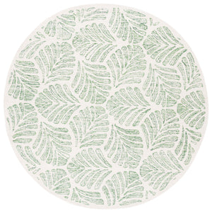 Safavieh Jardin Hand-Tufted 7Ft Round Ivory & Green Wool Rug — Low-Profile, Contemporary Floral Texture JAR729Y-7R