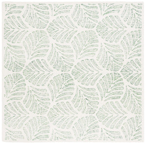 Safavieh Jardin Handcrafted Indian Wool Area Rug - Luxurious Botanical Motifs For Elegant Home Décor Ivory ,Green Indian Wool Jar729y-7sq