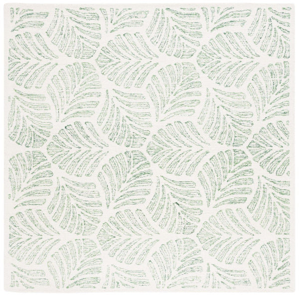 Safavieh Jardin Handcrafted Indian Wool Area Rug - Luxurious Botanical Motifs For Elegant Home Décor Ivory ,Green Indian Wool Jar729y-7sq