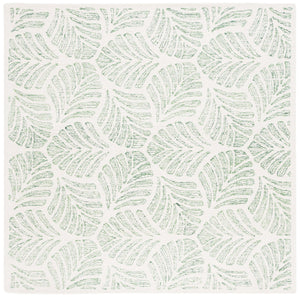 Safavieh Jardin Hand-Tufted 7Ft Round Ivory & Green Wool Rug — Low-Profile, Contemporary Floral Texture JAR729Y-7R