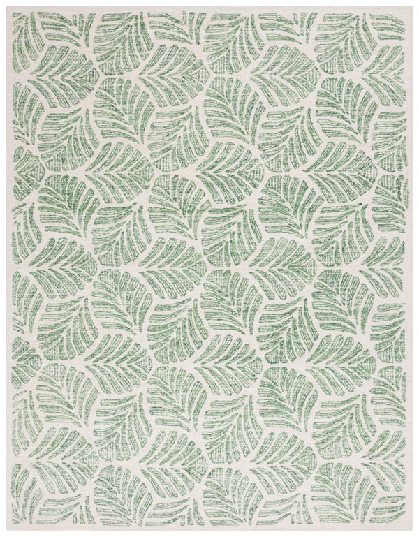 Safavieh Jardin Handcrafted Indian Wool Area Rug - Luxurious Botanical Motifs For Elegant Home Décor Ivory ,Green Indian Wool Jar729y-7sq