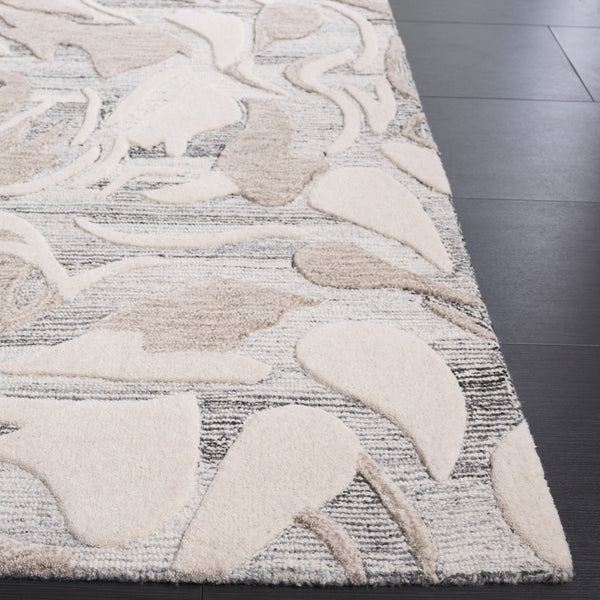 Safavieh Jardin Hand Tufted Wool & Cotton Area Rug - Elegant Floral Design For Modern & Traditional Spaces Grey ,Ivory 85% Wool,15% Cotton Jar740f-5