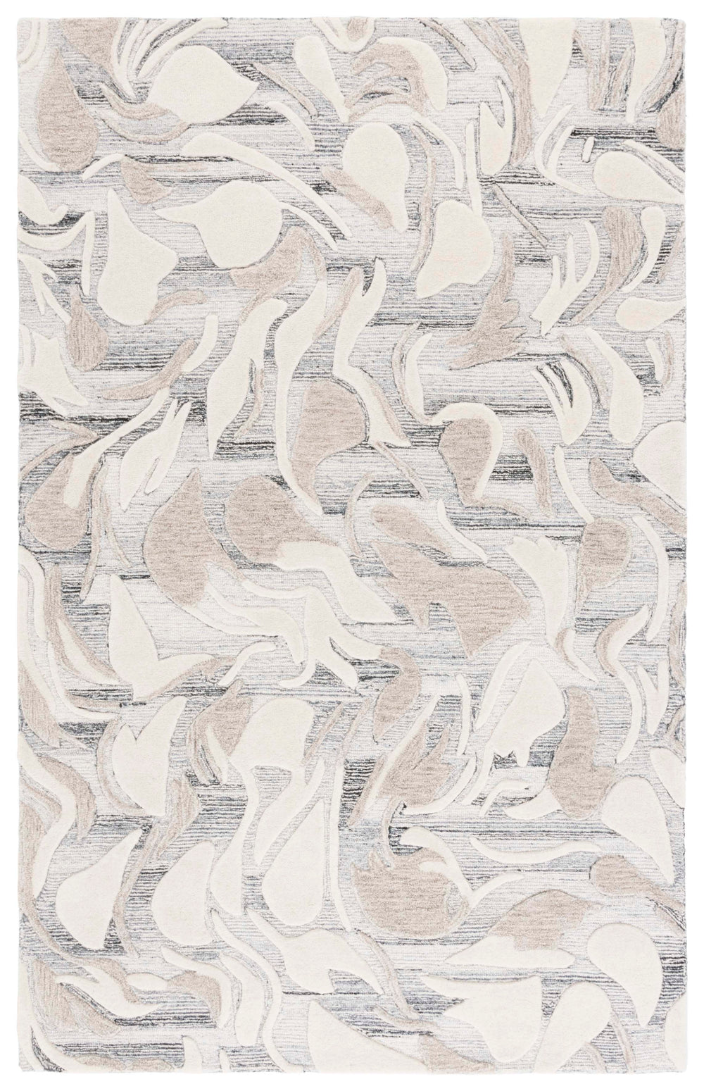 Safavieh Jardin Hand Tufted Wool & Cotton Area Rug - Elegant Floral Design For Modern & Traditional Spaces Grey ,Ivory 85% Wool,15% Cotton Jar740f-5