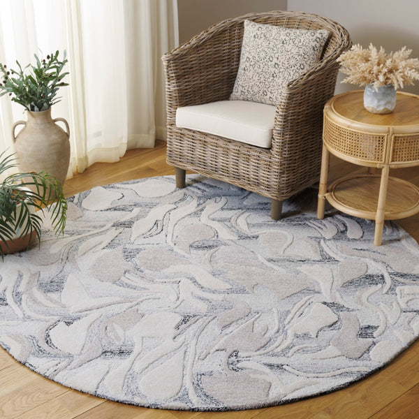 Safavieh Jardin Elegant Floral Area Rug - Luxurious Tufted Design For Cozy Living Spaces And Timeless Style Grey ,Ivory 85% Wool,15% Cotton Jar740f-3