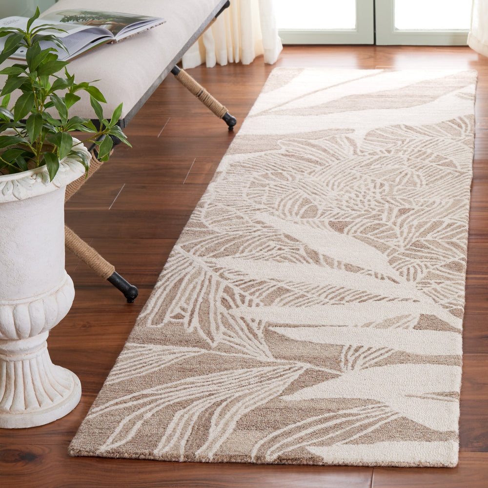 Safavieh Jardin Hand Tufted Wool Runner Rug - Elegant Floral Design For Hallways & Narrow Spaces, 85% Wool Ivory ,Beige 85% Wool,15% Cotton Jar741b-28