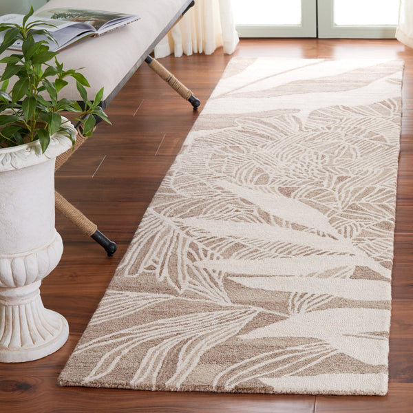 Safavieh Jardin Hand Tufted Wool Runner Rug - Elegant Floral Design For Hallways & Narrow Spaces, 85% Wool Ivory ,Beige 85% Wool,15% Cotton Jar741b-28