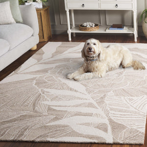 Safavieh Jardin Hand Tufted Wool Runner Rug - Elegant Floral Design For Hallways & Narrow Spaces, 85% Wool Ivory ,Beige 85% Wool,15% Cotton Jar741b-5