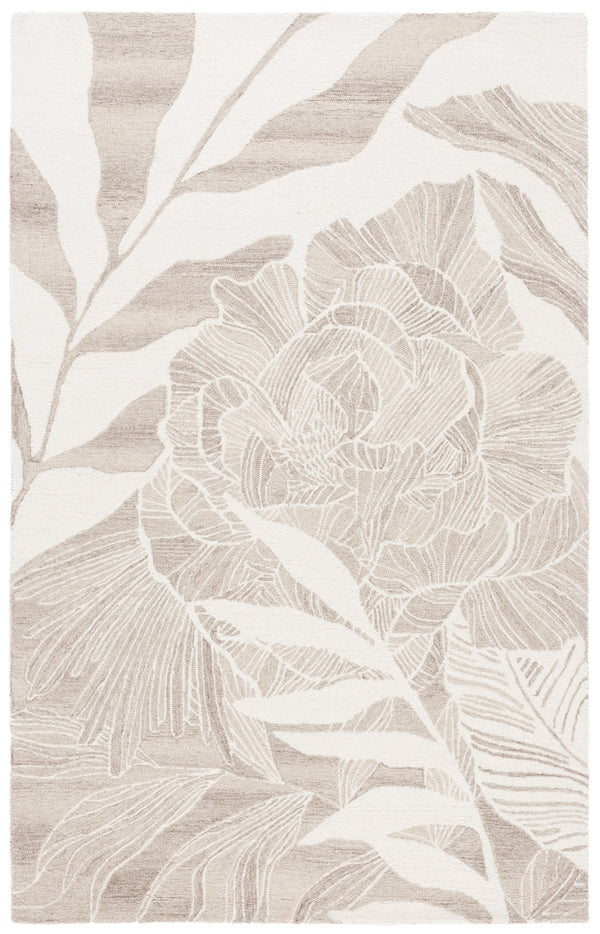 Safavieh Jardin Hand Tufted Wool Runner Rug - Elegant Floral Design For Hallways & Narrow Spaces, 85% Wool Ivory ,Beige 85% Wool,15% Cotton Jar741b-5