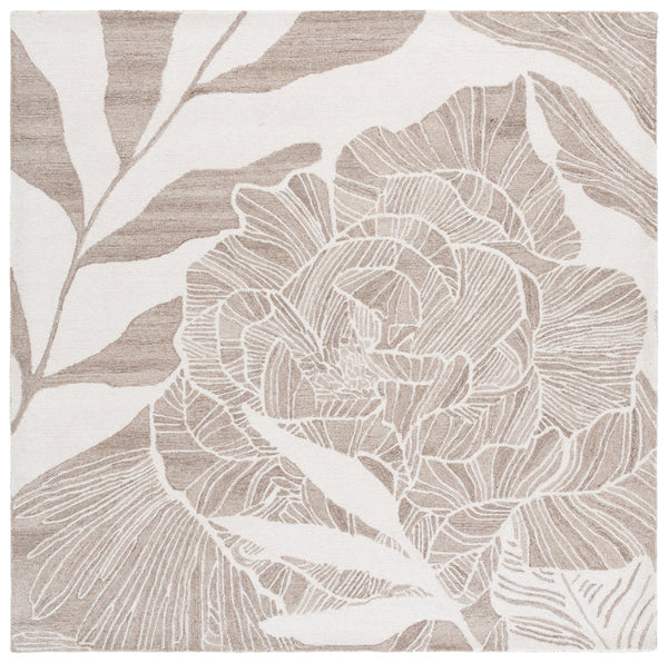 Safavieh Jardin Hand Tufted Wool Runner Rug - Elegant Floral Design For Hallways & Narrow Spaces, 85% Wool Ivory ,Beige 85% Wool,15% Cotton Jar741b-6sq