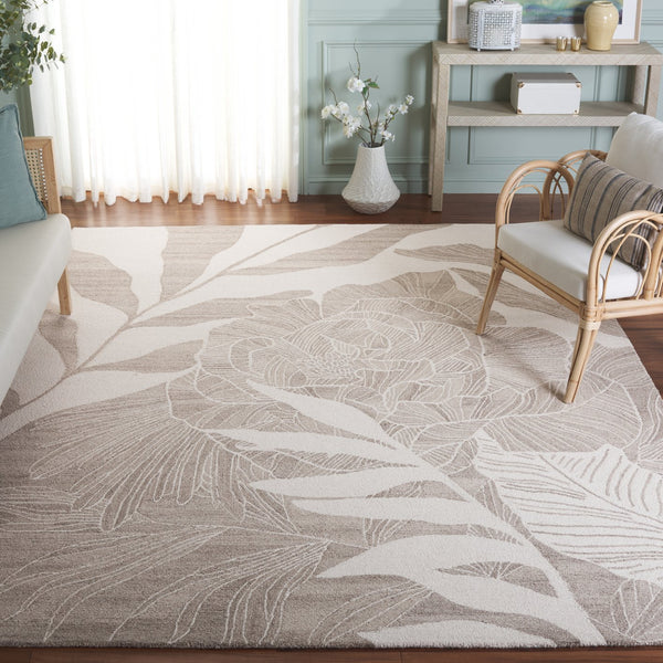 Safavieh Jardin Hand Tufted Wool Runner Rug - Elegant Floral Design For Hallways & Narrow Spaces, 85% Wool Ivory ,Beige 85% Wool,15% Cotton Jar741b-8
